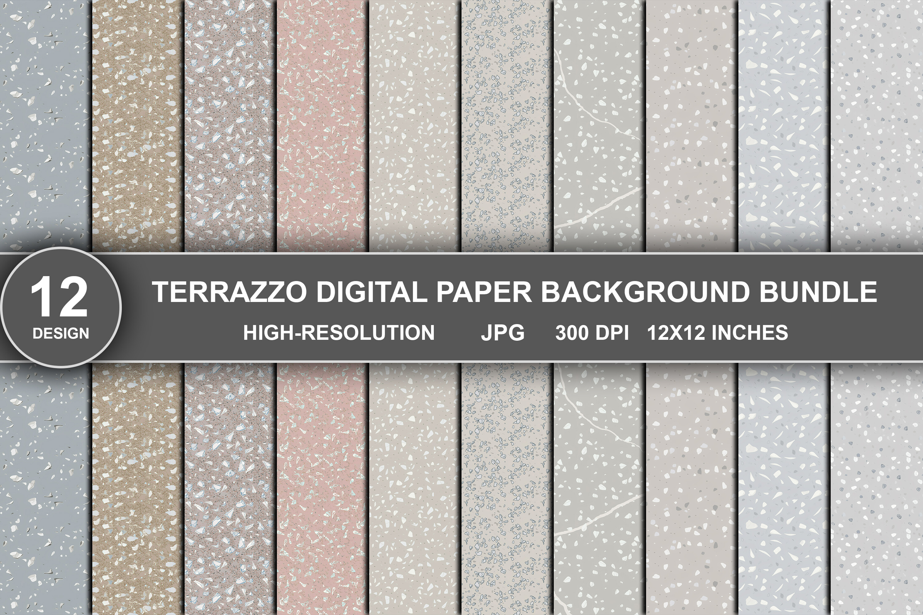 Terrazzo Digital Paper Background Bundle
