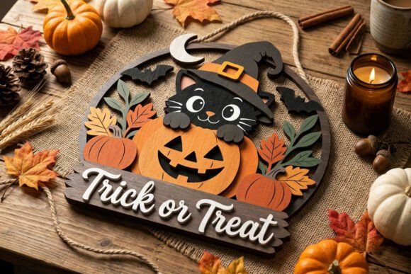 Trick or Treat Cat Door Hanger