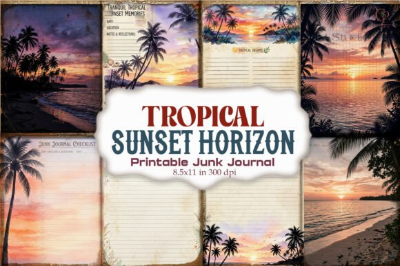 Tropical Sunset Horizon Junk Journal