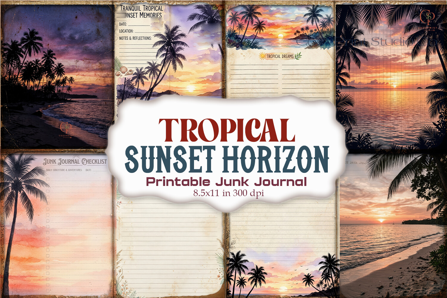 Tropical Sunset Horizon Junk Journal