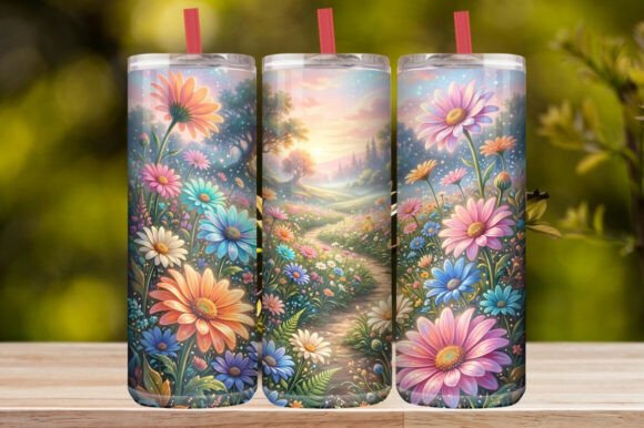 Vibrant Wildflower &Daisy Garden Tumbler