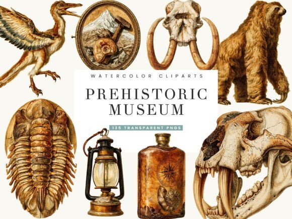 Victorian Prehistoric Museum Clipart