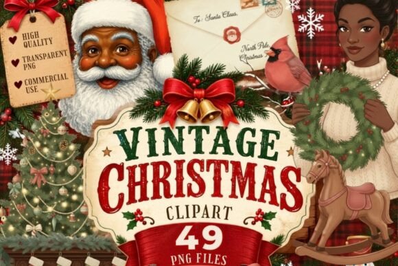 Vintage Christmas Clipart Holiday Graphics