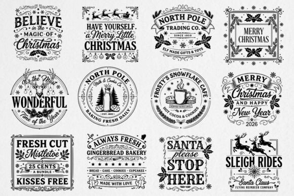 Vintage Christmas SVG Bundle