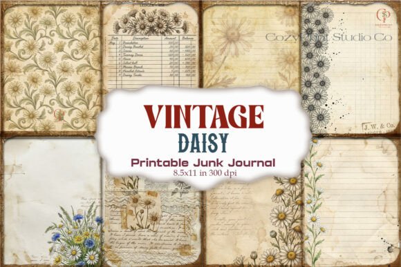 Vintage Daisy Junk Journal Paper