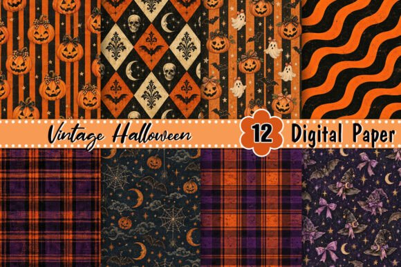Vintage Dark Halloween Digital Paper