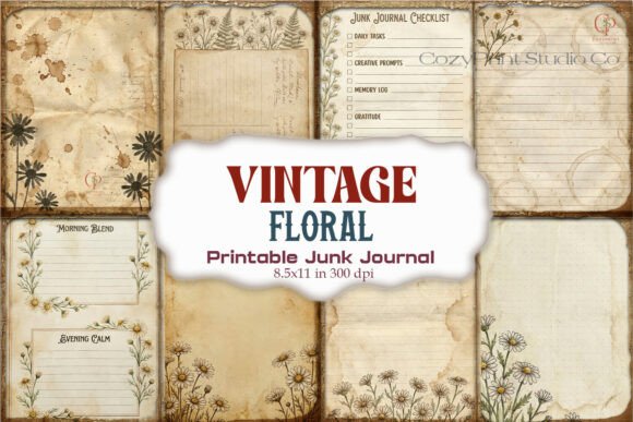 Vintage Floral Junk Journal Paper