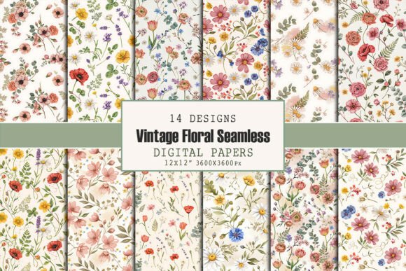 Vintage Floral Seamless Pattern Bundle