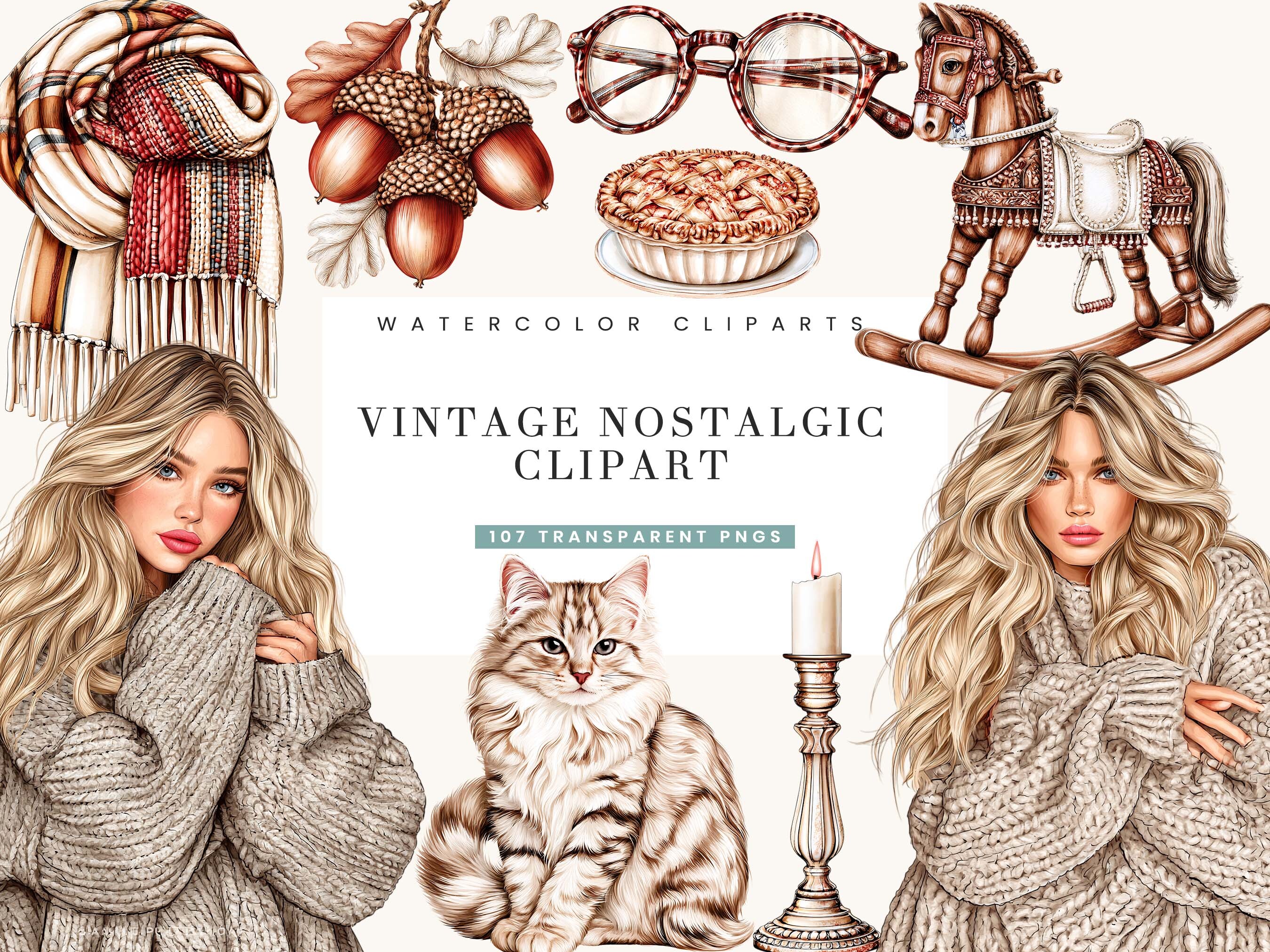 Vintage Nostalgic Clipart Bundle