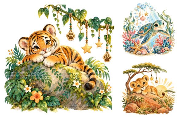 Watercolor Baby Animal Clipart Bundle