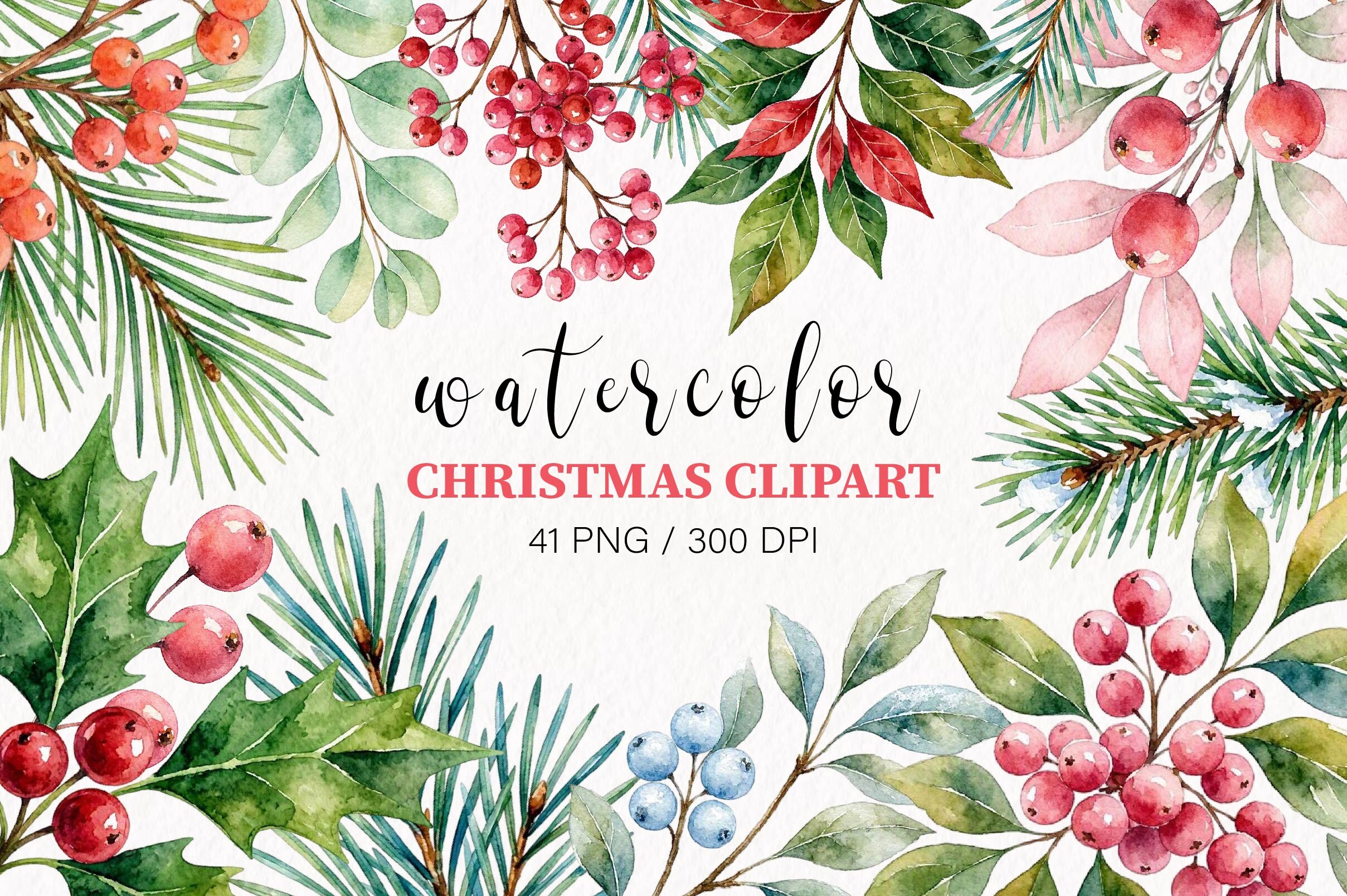Watercolor Christmas Clipart