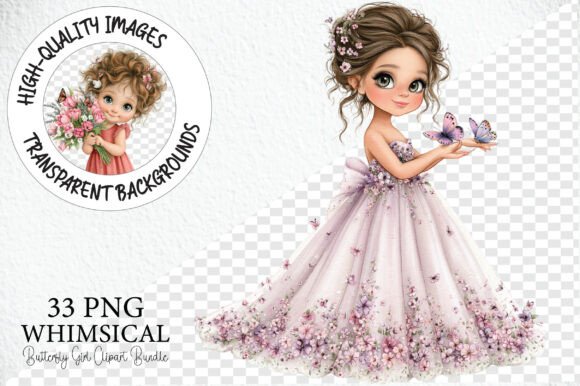 Whimsical Butterfly Girl Clipart Bundle