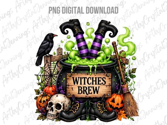 Witches Brew Halloween Cauldron PNG Graphic Illustrations By ArtbyCrystalJennings