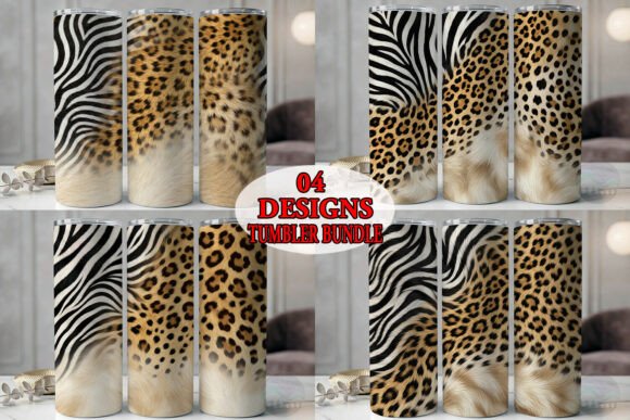 Zebra Leopard Fur Tumbler Bundle