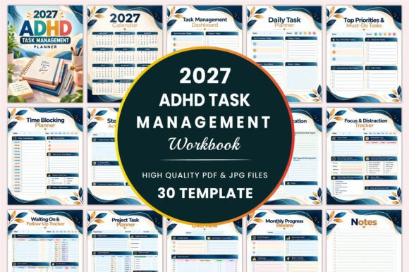 2027 ADHD Task Management Planner KDP