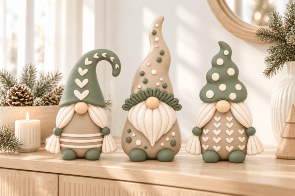 3D Print STL Christmas Gnome Trio - Scandinavian Holiday Decor Set - Image 2