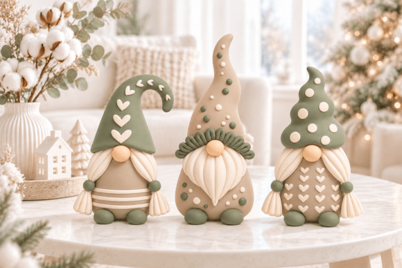 3D Print STL Christmas Gnome Trio - Scandinavian Holiday Decor Set - Image 4