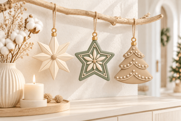 3D Print STL Christmas Ornaments Set - Star & Christmas Tree Holiday Decor - Image 1
