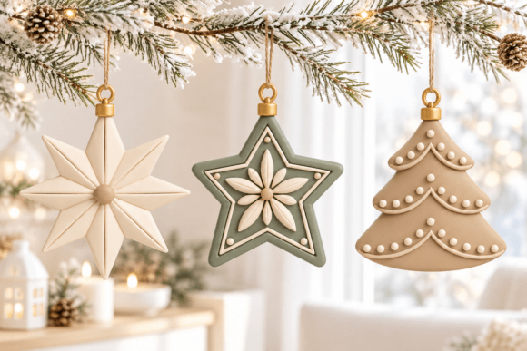 3D Print STL Christmas Ornaments Set - Star & Christmas Tree Holiday Decor - Image 2
