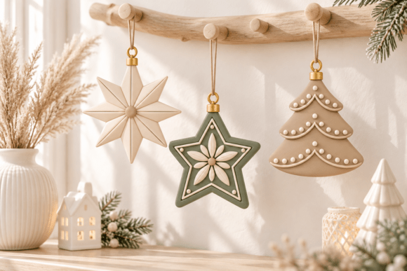 3D Print STL Christmas Ornaments Set - Star & Christmas Tree Holiday Decor - Image 3