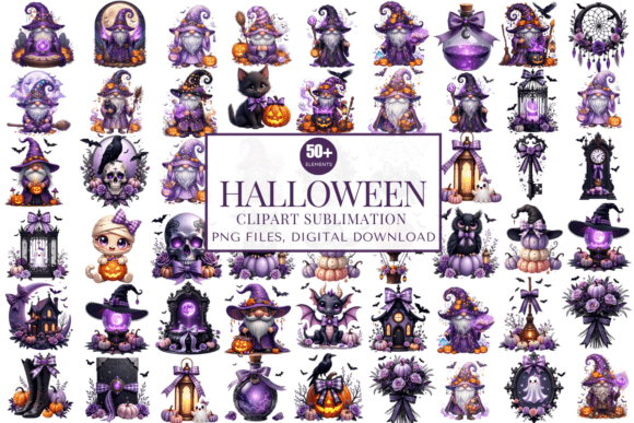 50+ Halloween Witch Gnome Clipart