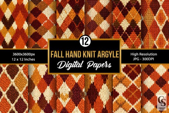 Autumn Hand Knit Argyle Seamless Pattern