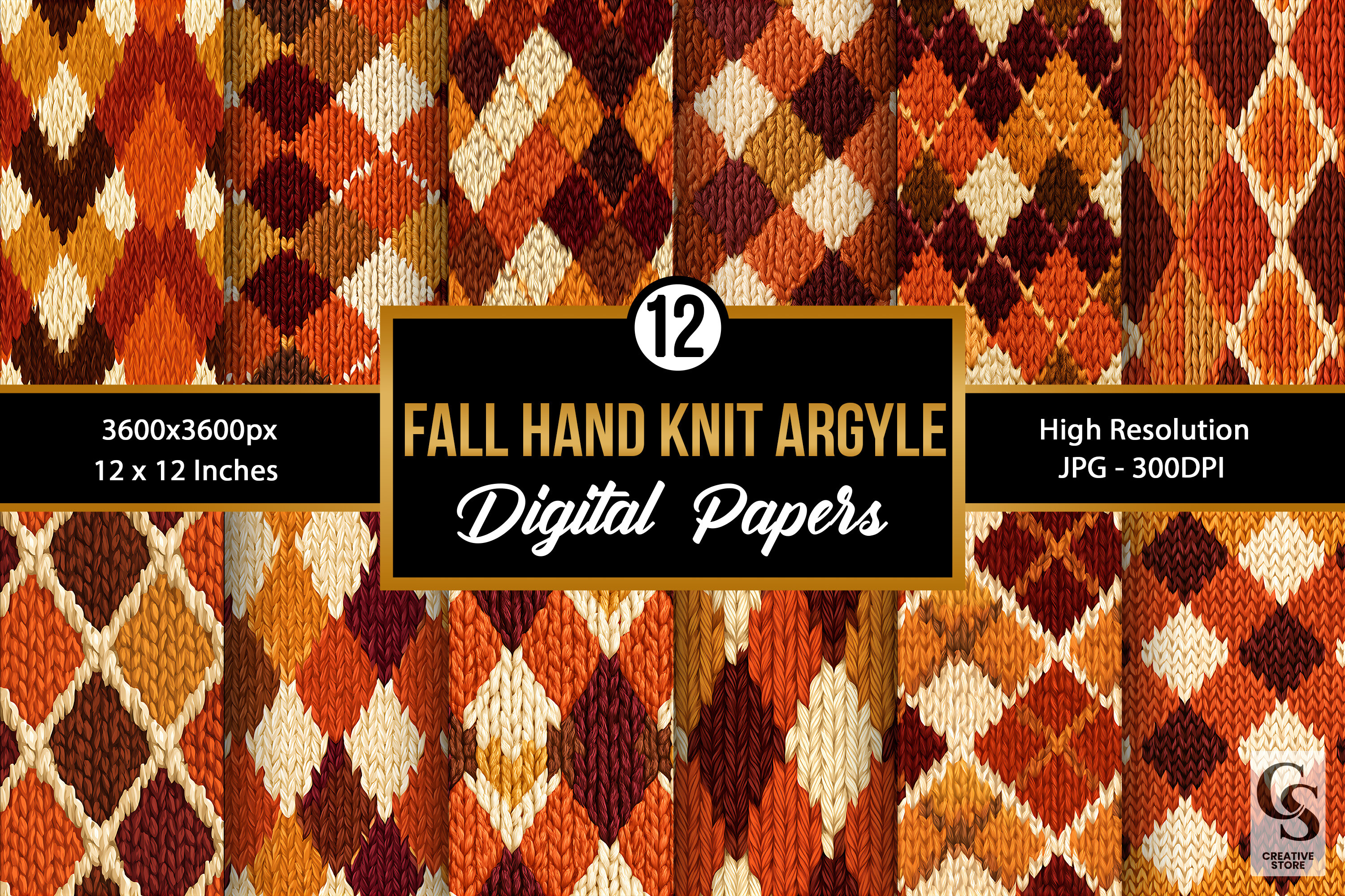 Autumn Hand Knit Argyle Seamless Pattern