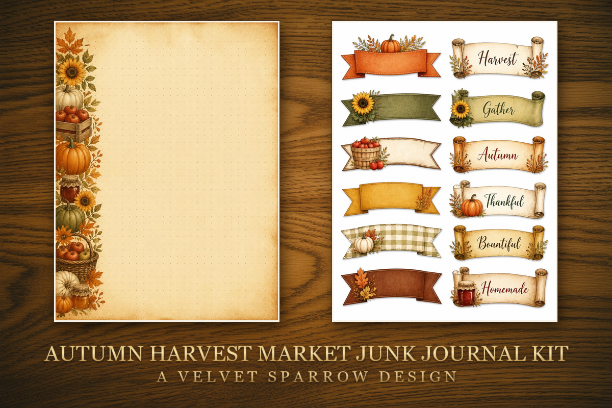 Autumn Harvest Market Junk Journal Kit
