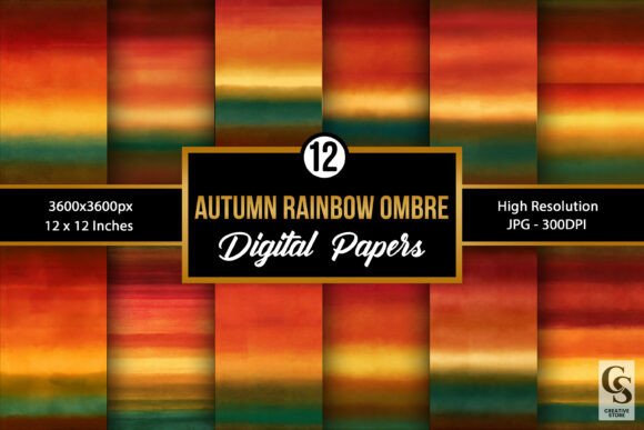 Autumn Rainbow Ombre Seamless Pattern