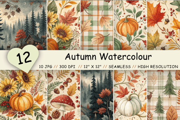 Autumn Watercolour Digital Paper Pack