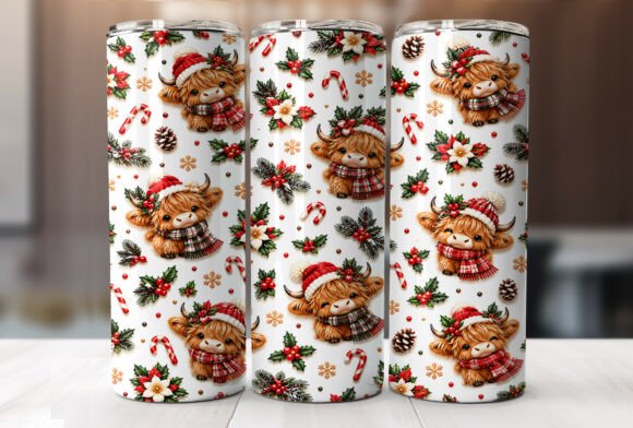 Baby Highland Cow Christmas Tumbler Wrap