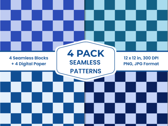 Blue Checkerboard Seamless Patterns