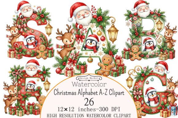 Christmas Alphabet a-Z Clipart