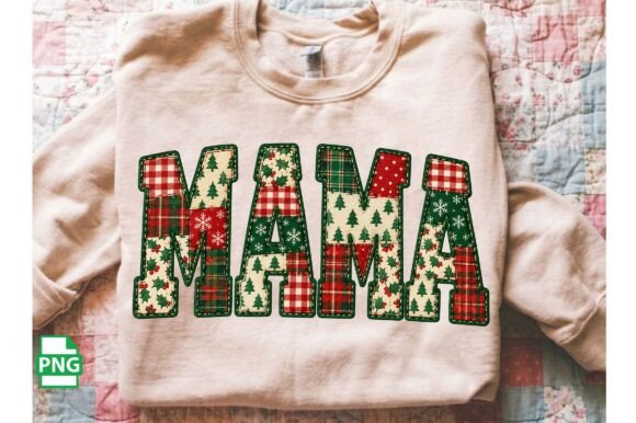 Christmas Gingham Patchwork Mama Png Graphics