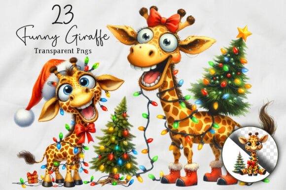 Christmas Giraffe Clipart, Funny Giraffe