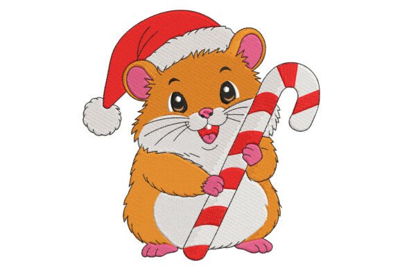 Christmas Hamster with Candy Cane