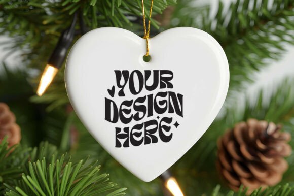 Christmas Heart Ornament Mockup