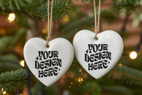 Christmas Heart Ornament Mockups