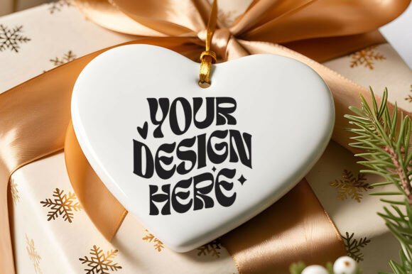 Christmas Heart Ornament Mockups