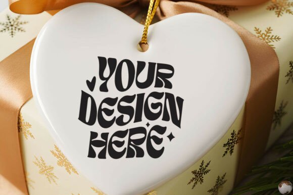 Christmas Heart Ornament Mockups