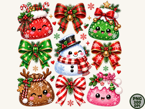 Christmas Kawaii Clipart Bundle PNG