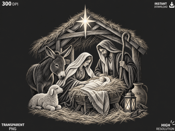 Christmas Nativity Manger Scene PNG, Hol