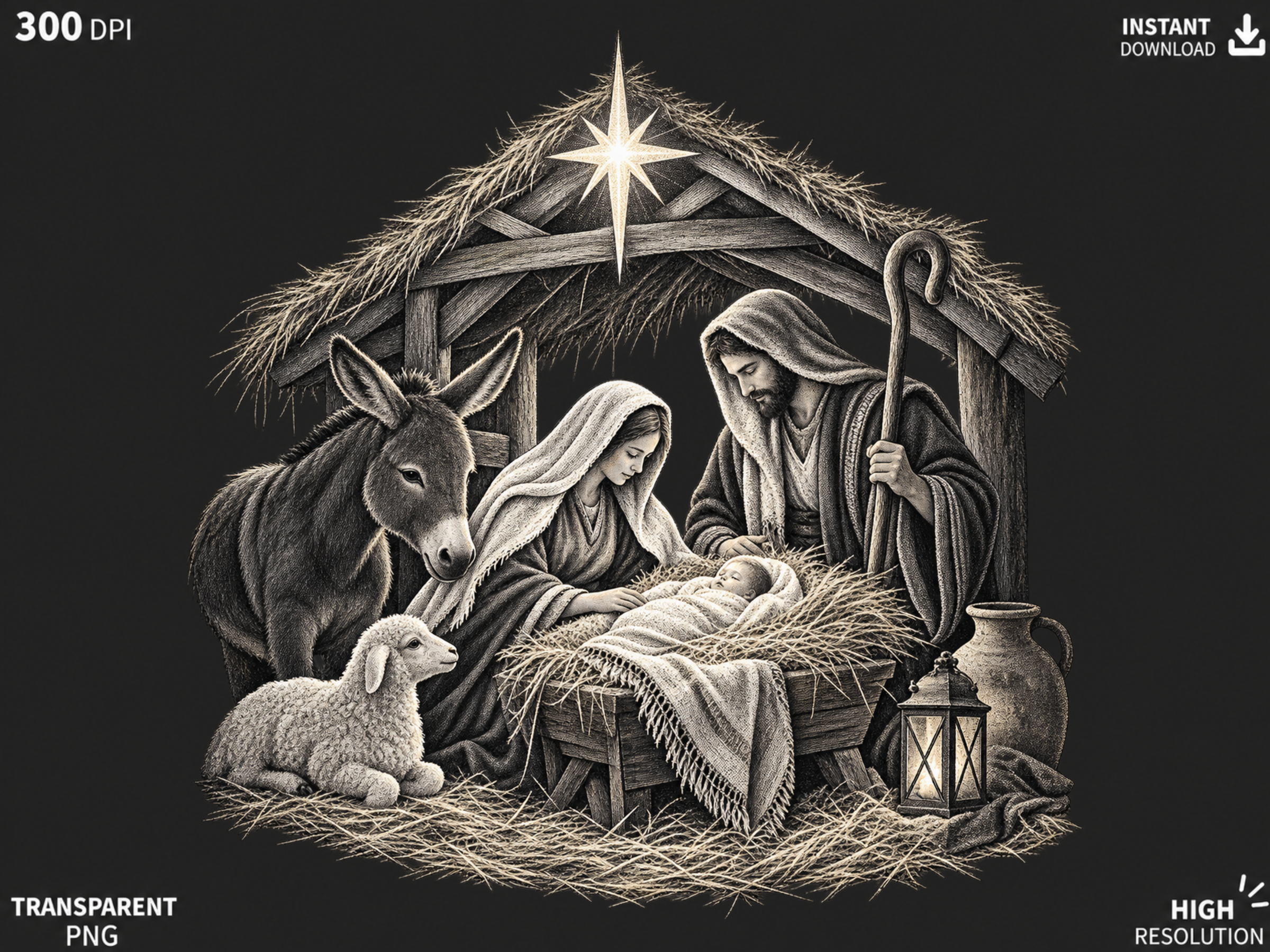 Christmas Nativity Manger Scene PNG, Hol