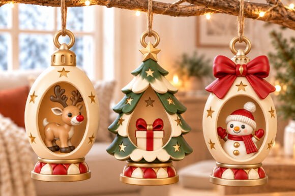 Christmas Ornament Set STL 3D Print – Festive Holiday Tree Decor Files - Image 1