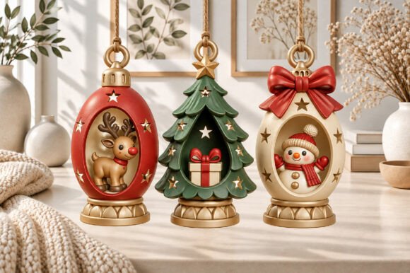 Christmas Ornament Set STL 3D Print – Festive Holiday Tree Decor Files - Image 2
