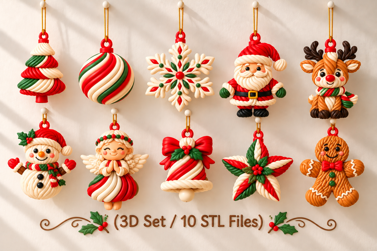 Christmas Ornaments STL 3D Print Set - 10 Festive Holiday Models - Image 7
