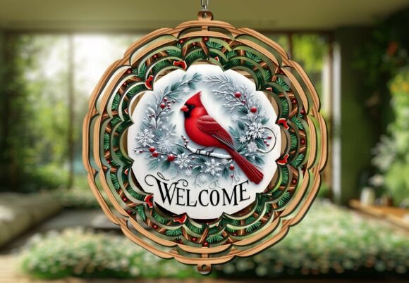 Christmas Red Cardinal Wind Spinner