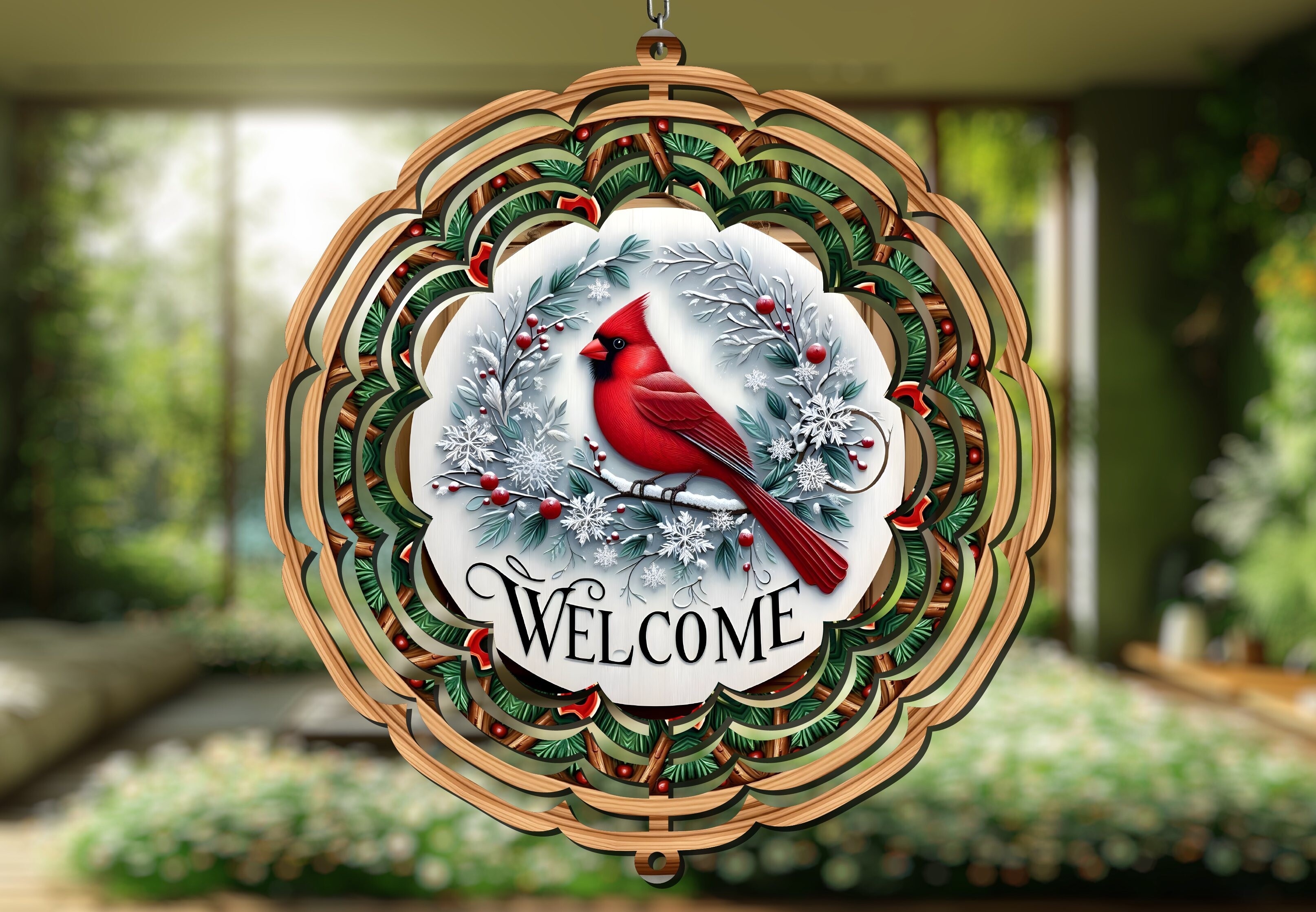 Christmas Red Cardinal Wind Spinner