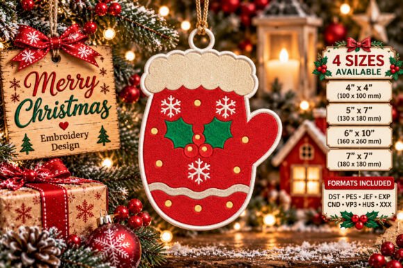 Christmas Stocking Ornament Embroidery