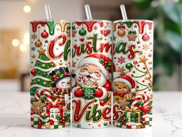 Christmas Vibes 20 Oz Tumbler Wrap PNG